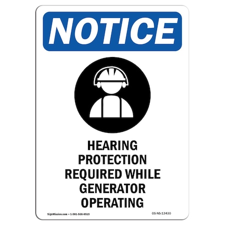 Signmission OSHA Sign, Hearing Protection With, 14in X 10in Decal, 10" W, 14" H, Portrait, OS-NS-D-1014-V-13430 OS-NS-D-1014-V-13430